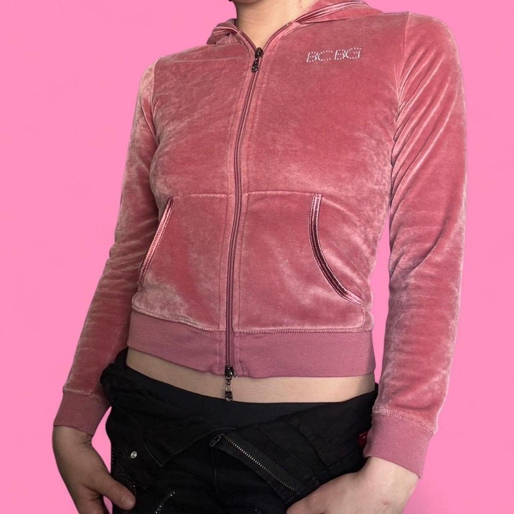 BCBG Pink Velour Hoodie